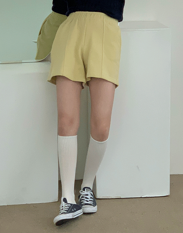 헤이데이 - 캐치 스티치 루즈핏 쮸리 밴딩 숏 반바지 - training.pants