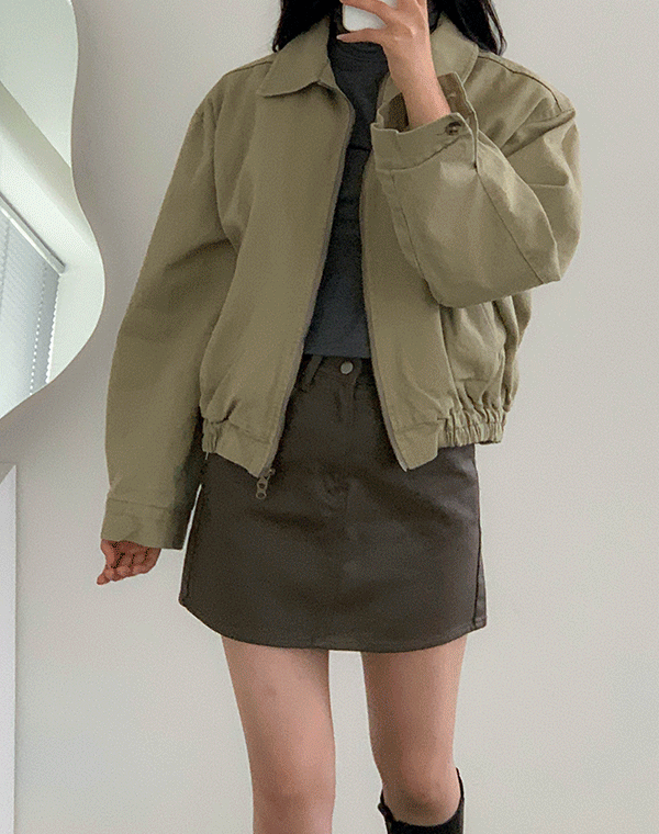 헤이데이 - [S-XL] 톰보이 레더 코팅 A라인 미니 - skirt