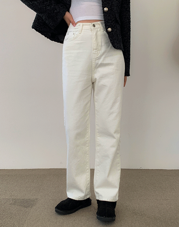 헤이데이 - [기모] 터닝 와이드 일자 하이웨스트 - cotton.pants (화이트/크림/블랙)